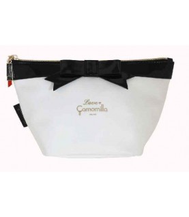 NECESSAIRE CAMOMILLA BRANCO COM LAÇO PRETO GRANDE