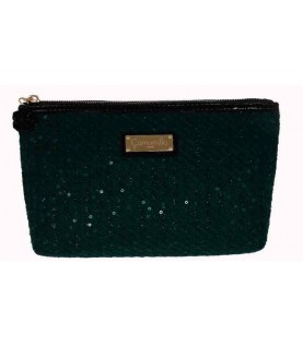 NECESSAIRE CAMOMILLA VERDE COM LANTEJOULAS REF.03588