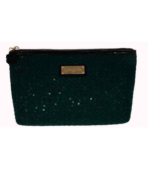NECESSAIRE CAMOMILLA VERDE COM LANTEJOULAS REF.03588