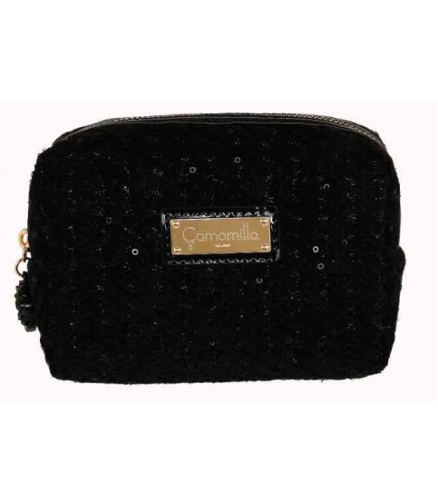 NECESSAIRE CAMOMILLA PRETO COM LANTEJOULAS PEQ. 3611
