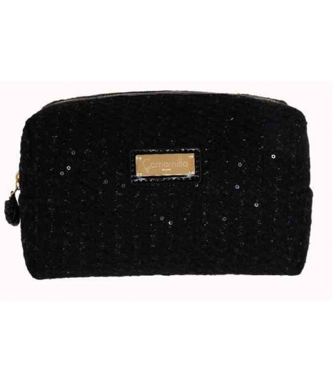 NECESSAIRE CAMOMILLA PRETO COM LANTEJOULAS GRANDE 3616