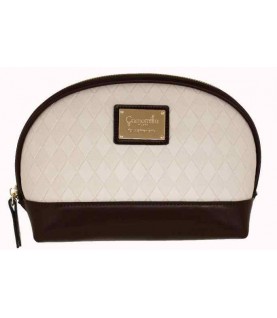 NECESSAIRE CAMOMILLA REDONDO BRANCO E CASTANHO 4146