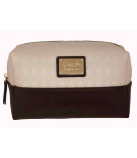 NECESSAIRE CAMOMILLA RETANGULAR BRANCO E CASTANHO GRANDE 4150