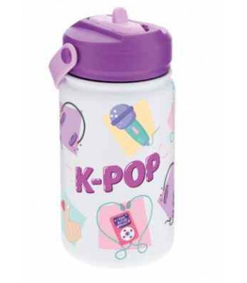GARRAFA TÉRMICA 330ML AUREA KIDS BRANCA K-POP