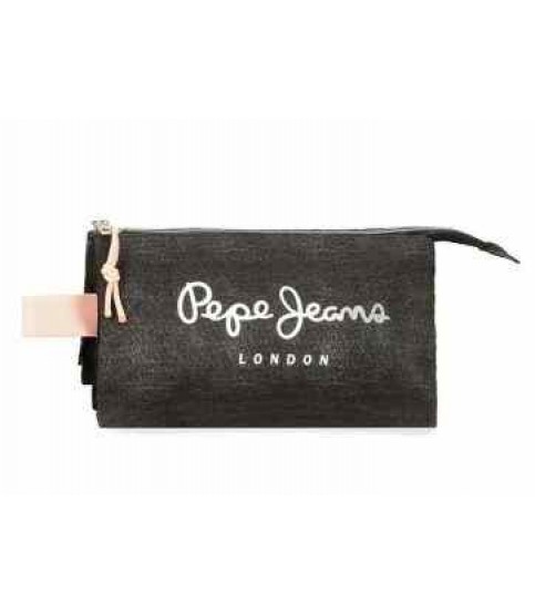 ESTOJO ESCOLAR TRIPLO PEPE JEANS PRETA COM ESTRELAS REF.6014341
