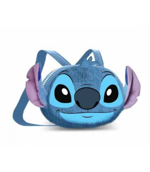 MOCHILA PASSEIO REDONDA STITCH EM PÊLO AZUL REF.09140