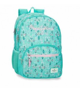 MOCHILA ESCOLAR DUPLA PEPE JEANS MENTA E ROSA REF.61125 MOCHILA ESCOLAR DUPLA PEPE JEANS MENTA E ROSA REF.61125